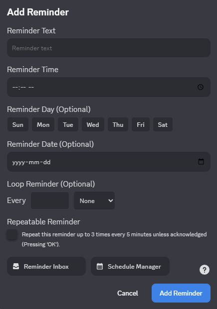 Reminder Discord Plugin
